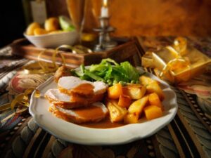 Traditional roast turkey dinner