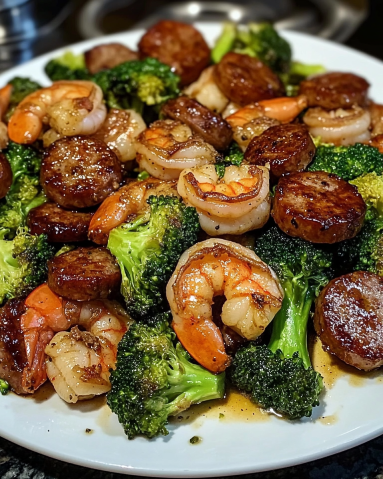 Garlic Shrimp, Sausage & Broccoli