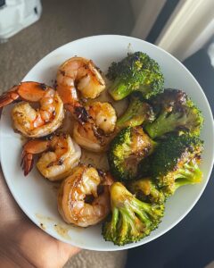 Air Fryer Garlic Butter Shrimp & Broccoli