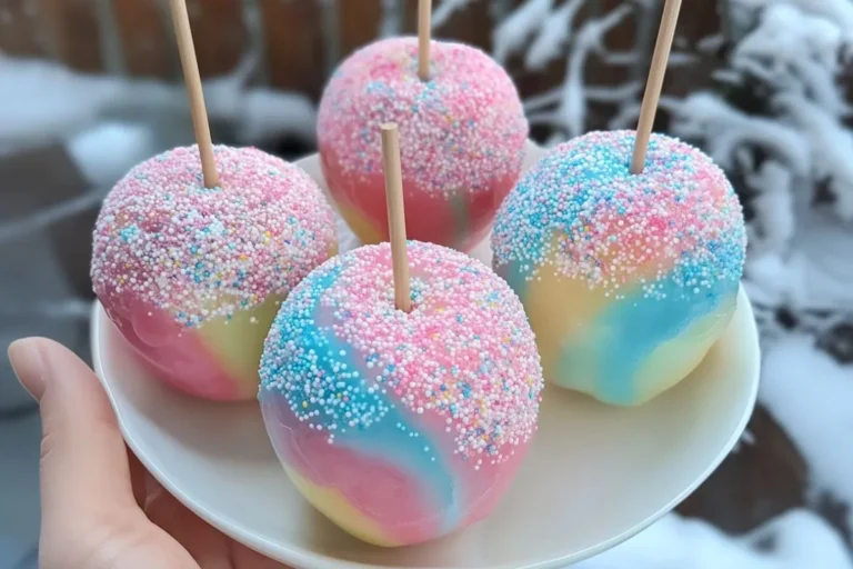 Cotton Candy Swirl Candy Apples