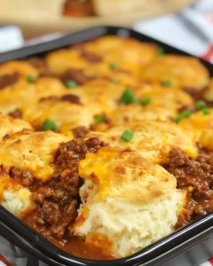 Sloppy Joe casserole Biscuit casserole recipe Easy casserole recipe Comfort food casserole Family-friendly dinner Ground beef casserole Savory biscuit bake Quick dinner casserole Biscuits and sloppy joe