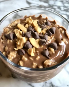 Chocolate Peanut Butter Protein Overnight Oats