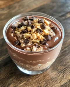 Chocolate Peanut Butter Protein Overnight Oats