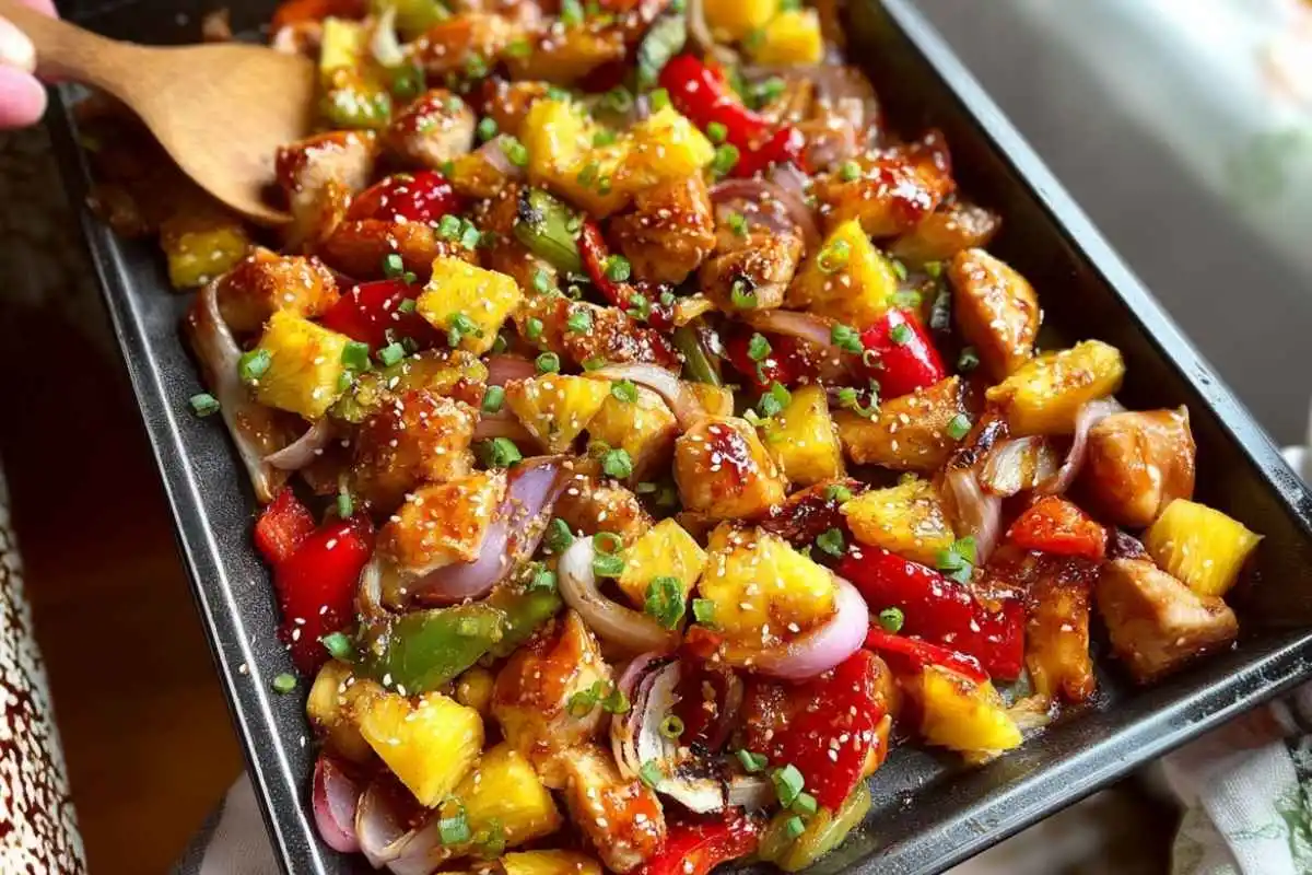 Sheet Pan Hawaiian Chicken with Pineapple and Peppers
