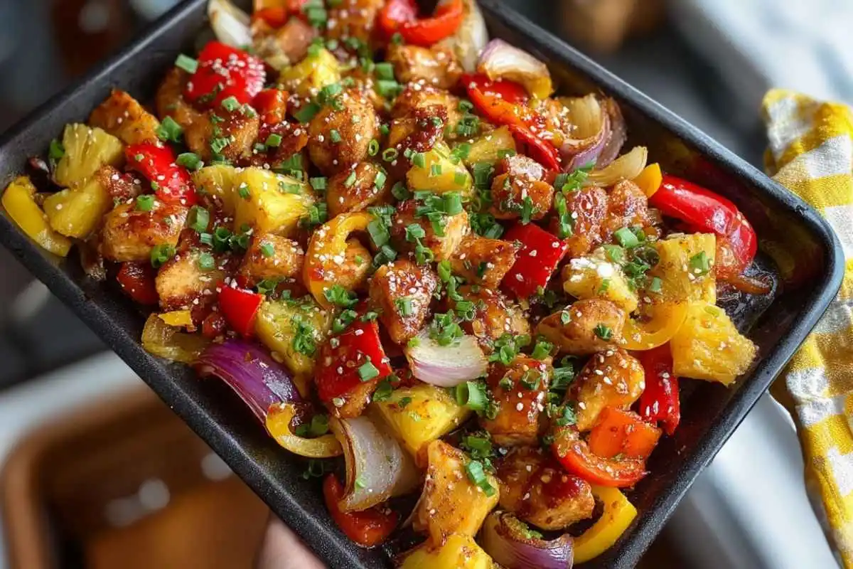 Sheet Pan Hawaiian Chicken with Pineapple and Peppers