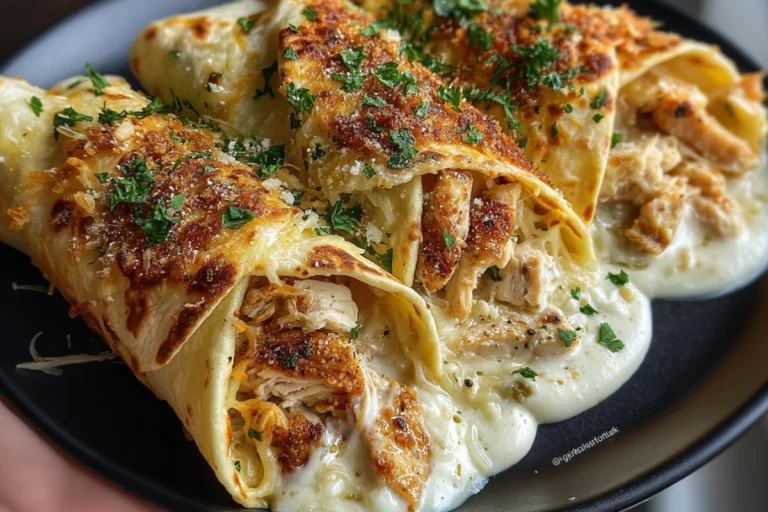 Garlic Parmesan Chicken Alfredo Wraps – Easy Creamy Chicken Tortilla Recipe
