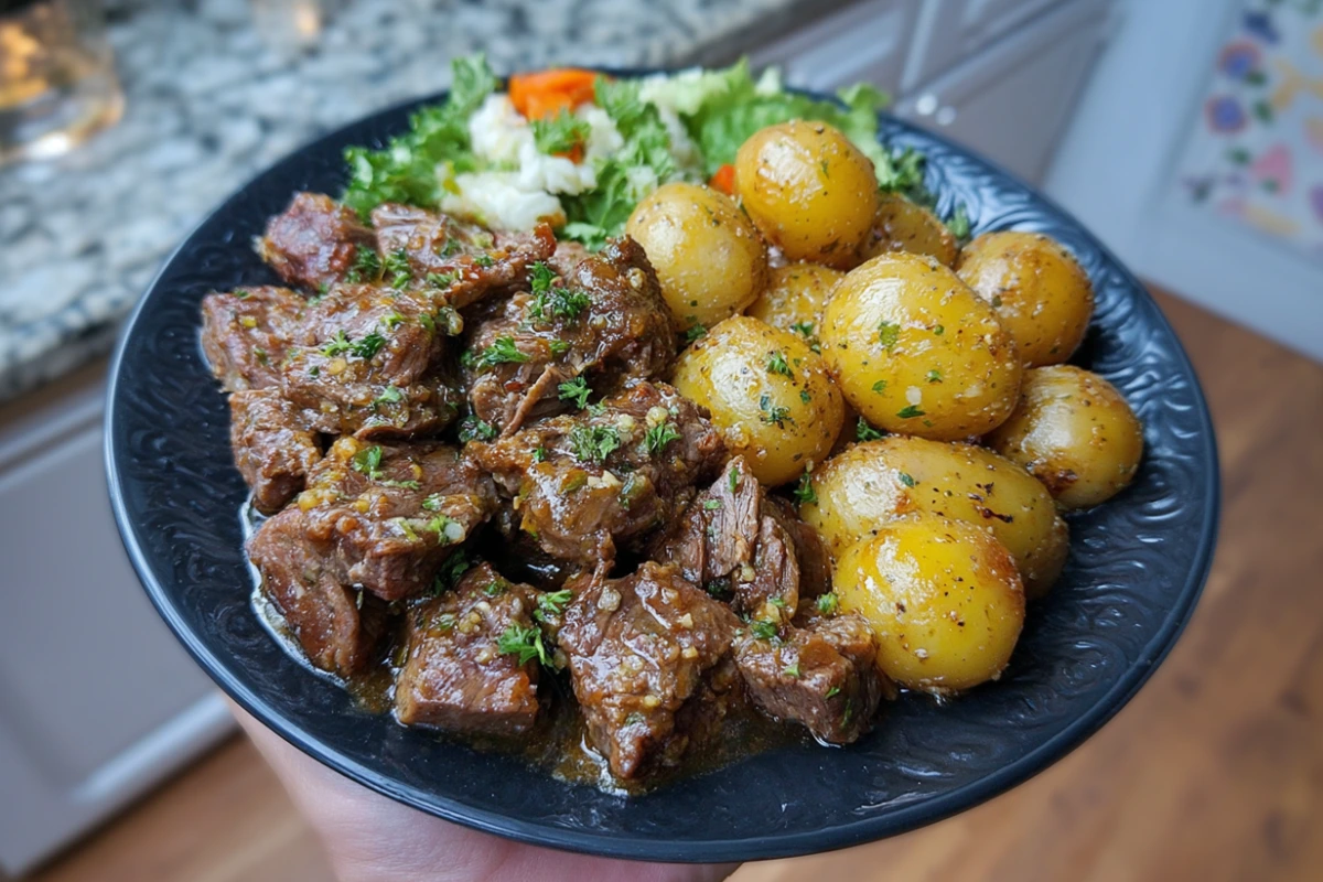 Slow Cooker Garlic Butter Beef Bites & Potatoes – Tender & Flavorful One-Pot Meal 