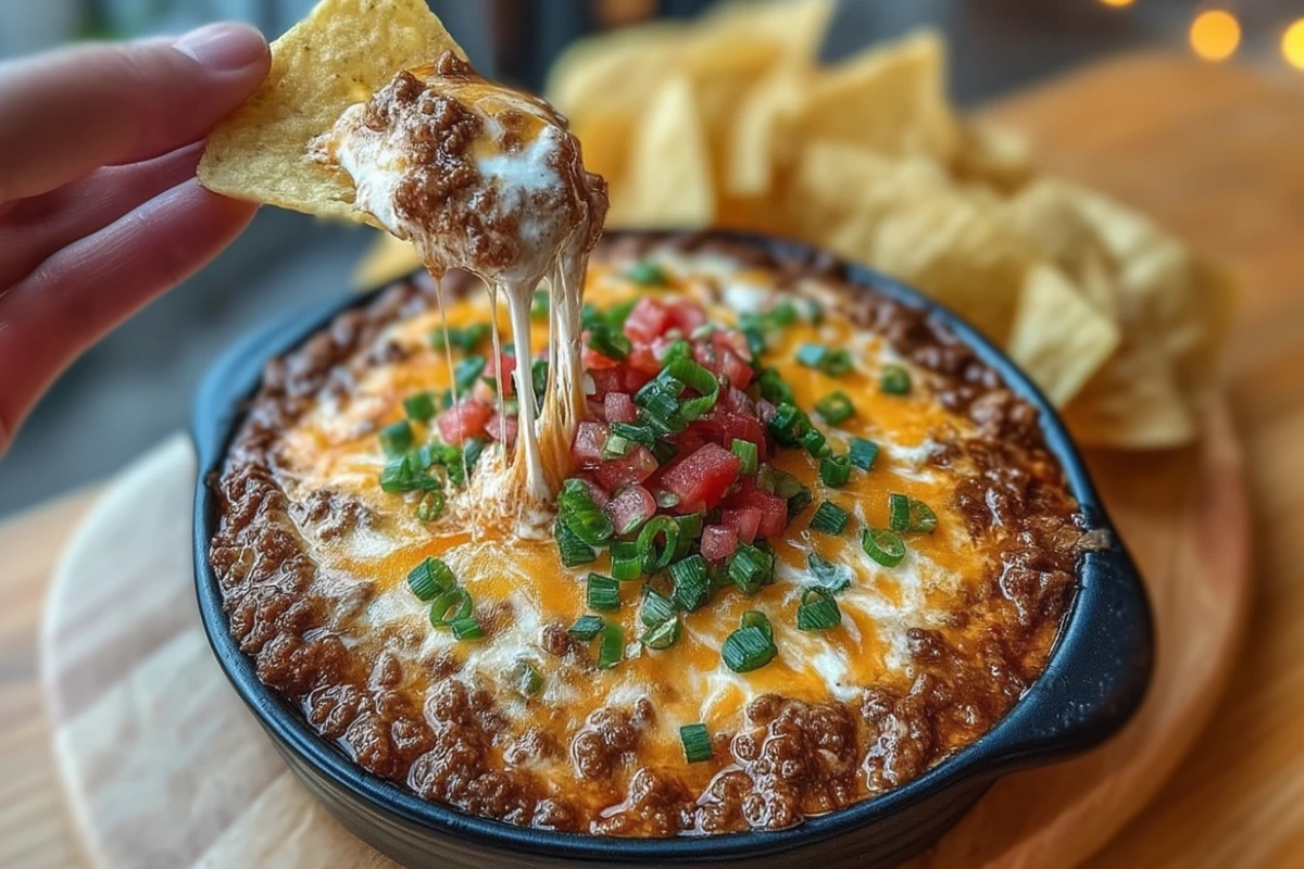 Meaty Texas Trash Dip – Cheesy Hot Dip Loaded with Beef, Beans & Bold Tex-Mex Flavor 