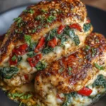 Flavor-Packed Roasted Red Pepper, Spinach, and Mozzarella Stuffed Chicken