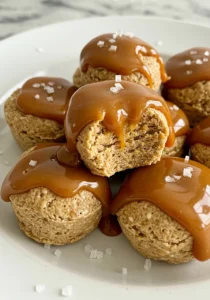 No-Bake Salted Caramel Peanut Butter Cottage Cheese Bites