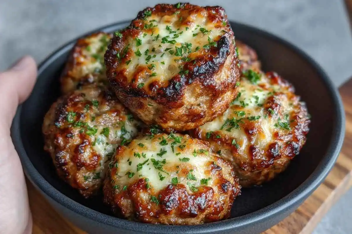 Mini Garlic Parmesan Meatloaf Muffins