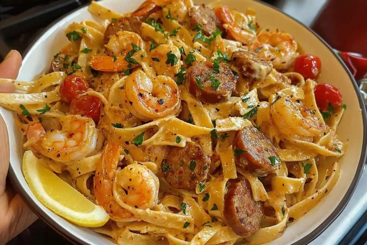 Shrimp & Smoked Sausage Pasta with Creamy Cajun Sauce