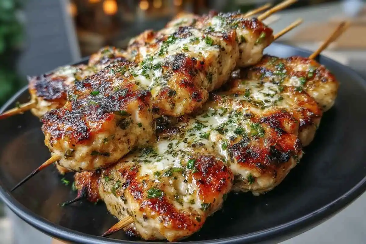 Grilled Ranch Garlic Parmesan Chicken Skewers