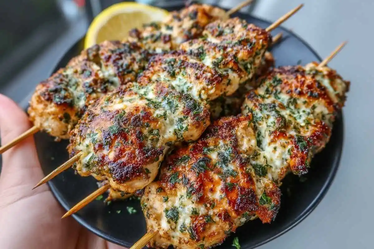 Grilled Ranch Garlic Parmesan Chicken Skewers