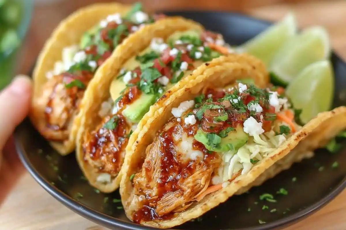 Coconut Lime Chicken Tacos with Sweet Chili Drizzle