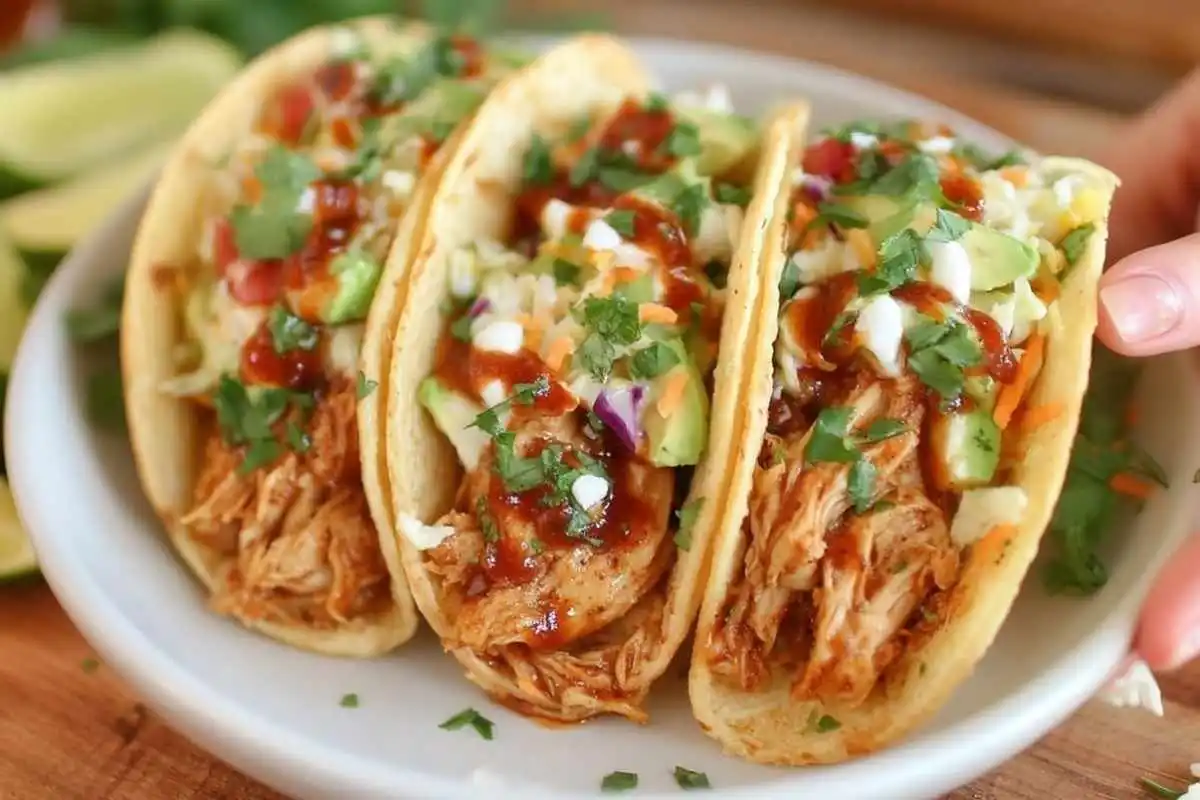 Coconut Lime Chicken Tacos with Sweet Chili Drizzle