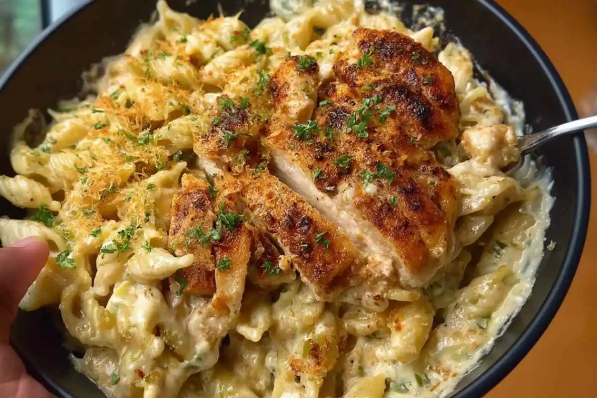 Cheesy Garlic Parmesan Chicken Pasta Skillet