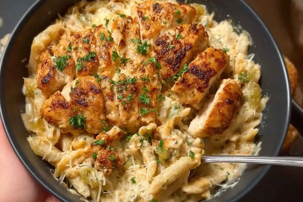 Cheesy Garlic Parmesan Chicken Pasta Skillet