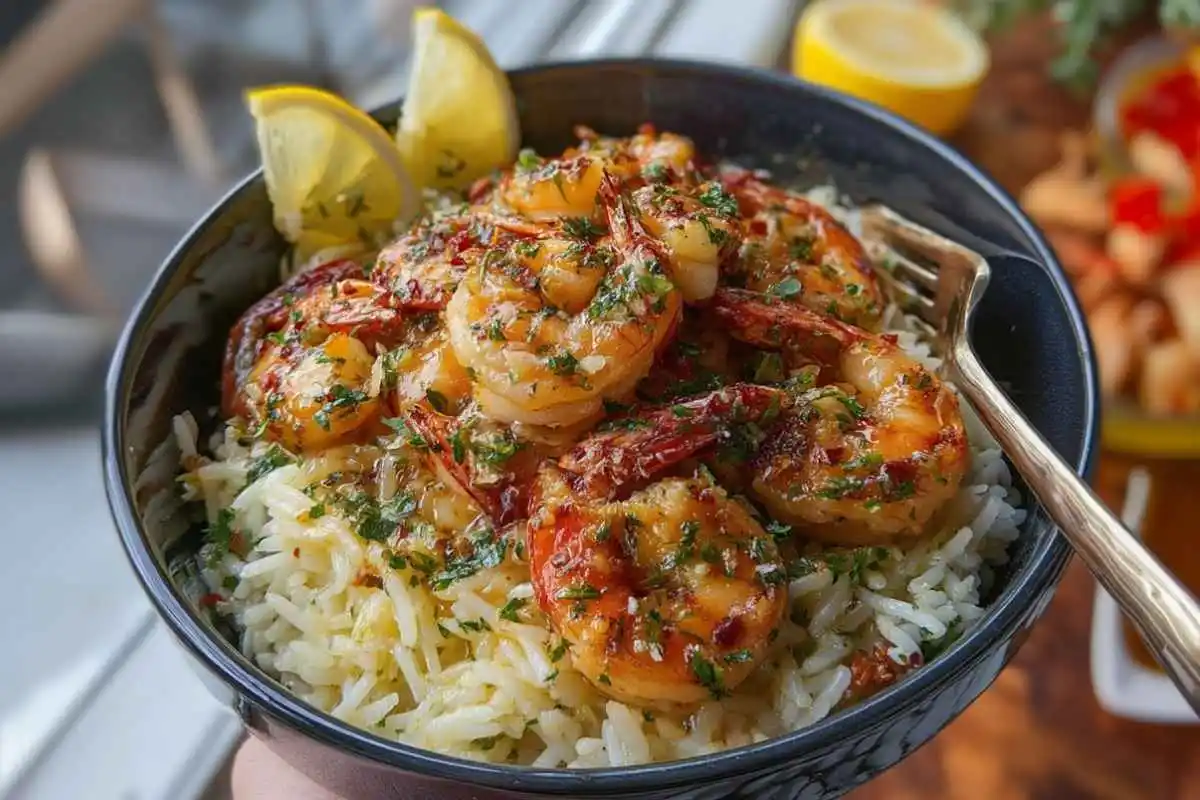 Garlic Butter Shrimp & Rice Bowls with Lemon Herb Drizzle